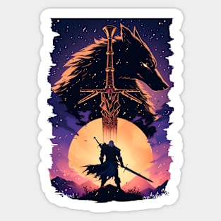Lone Wolf by the Moonlight - Witcher Sticker